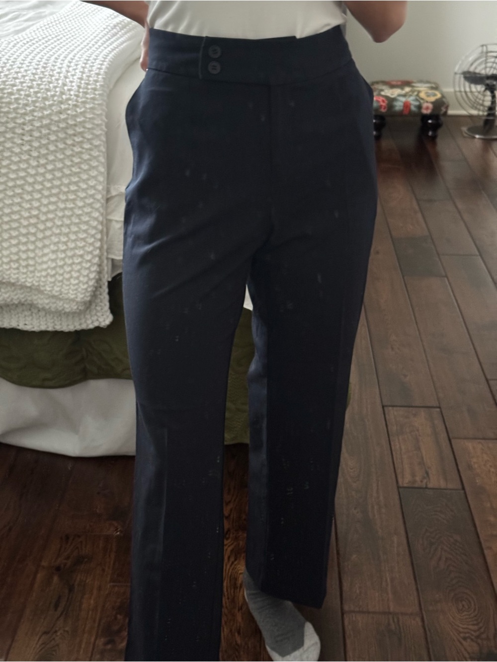 Laura Scott Navy High-Waist Straight-Leg Dress Pants